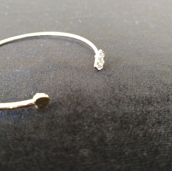Gold Tone Heart Diamante Bangle - Picture 7 of 7